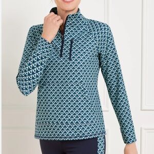 T by Talbots OUT & ABOUT HALF-ZIP PULLOVER - FASCINATING SCALLOP Sz M Sporty